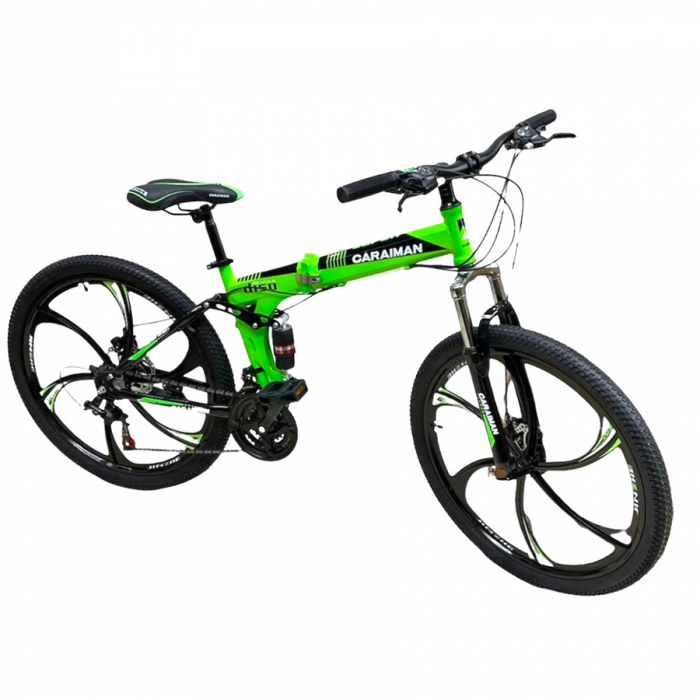 Bicicletă Caraiman, pliabilă, roți 26 inch, cu dublă suspensie, frâne pe disc, verde, BC60 [3]