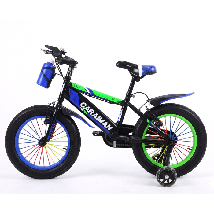 Bicicletă copii Caraiman 12 / 14 / 16 inch, cu roți ajutătoare, bidon apă, albastră [3]