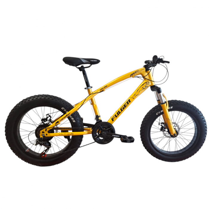 Bicicletă FatBike Fulger by Caraiman, roți 20 inch, cauciucuri groase, frâne pe disc, aurie, BC52 [6]