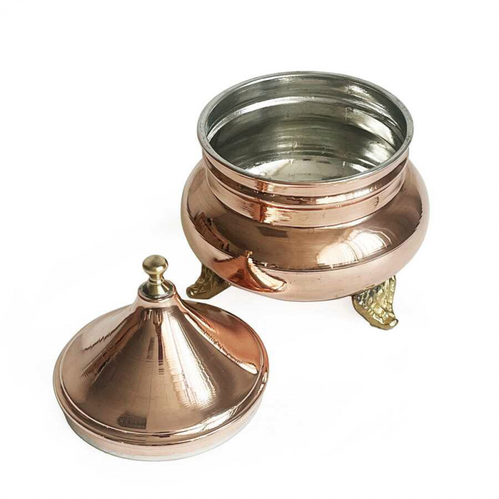 Bombonieră din cupru cu capac lucrată manual 600 ml CTR73 [4]