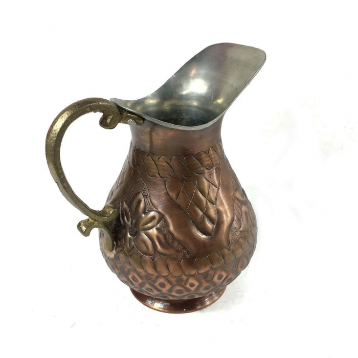 Carafă gravată manual din cupru antichizat 1100 ml CTR05 [6]