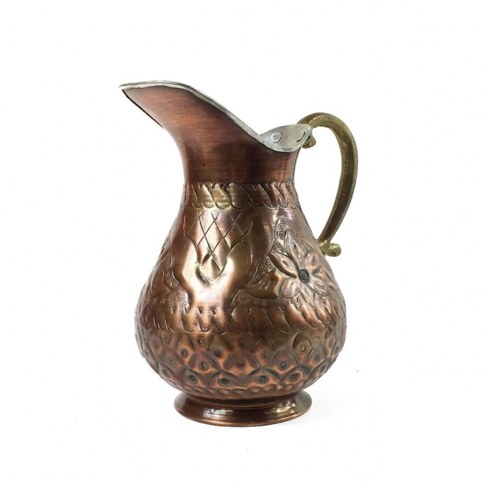 Carafă gravată manual din cupru antichizat 1100 ml CTR05 [4]