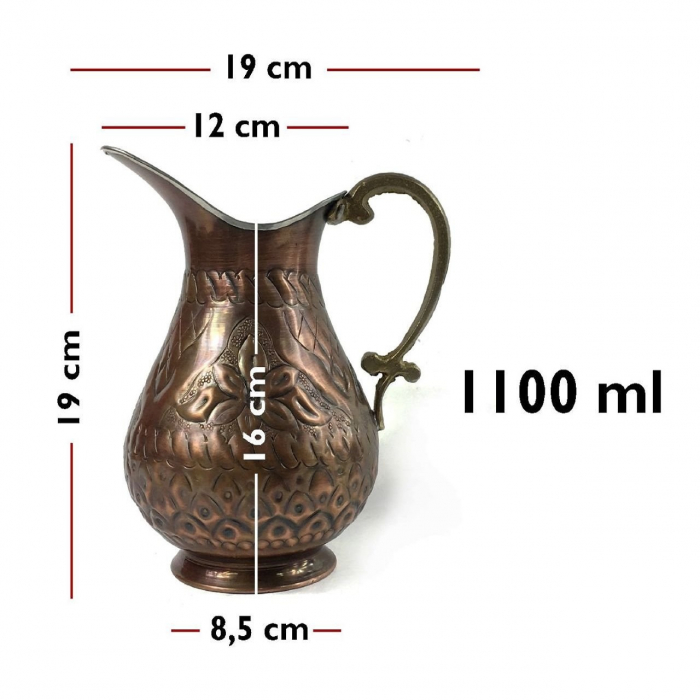 Carafă gravată manual din cupru antichizat 1100 ml CTR05 [5]