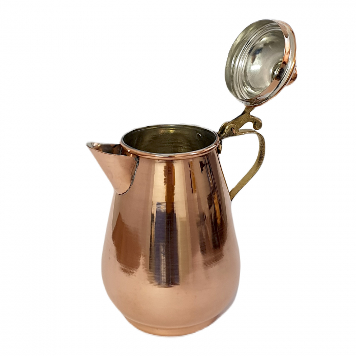 Carafă rotundă din cupru cu capac lucrata manual 1250 ml CTR30 [3]