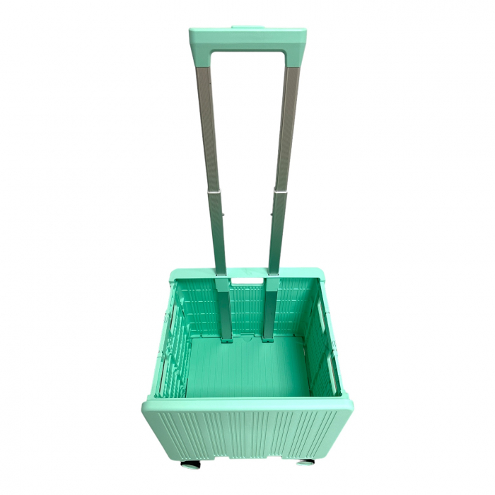 Cărucior pliabil tip troler, 4 roți, 38x35x35 cm, turcoaz, CTT04 [3]
