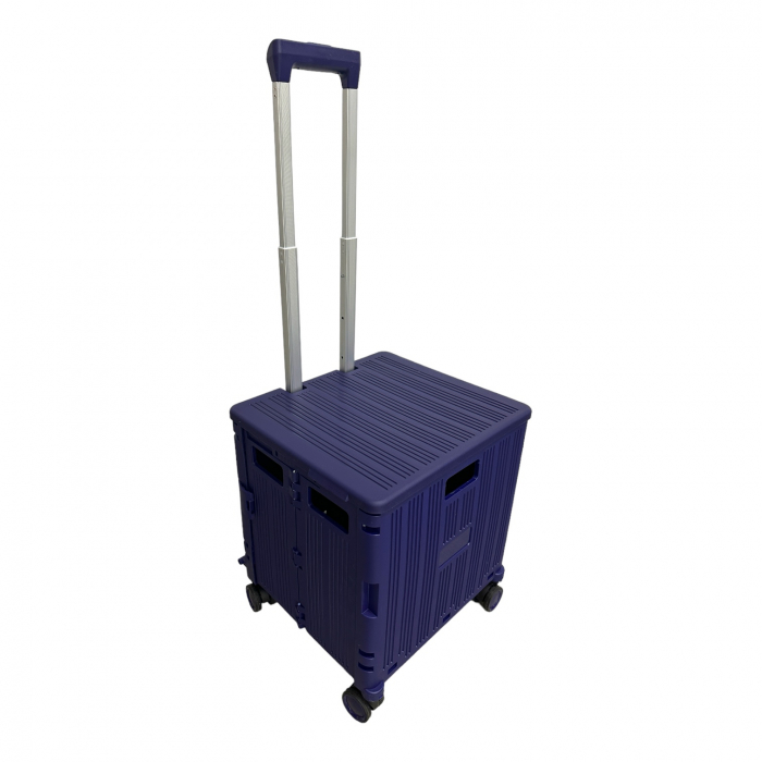 Cărucior pliabil tip troler, 4 roți, 38x35x35 cm, bleumarin, CTT02 [2]