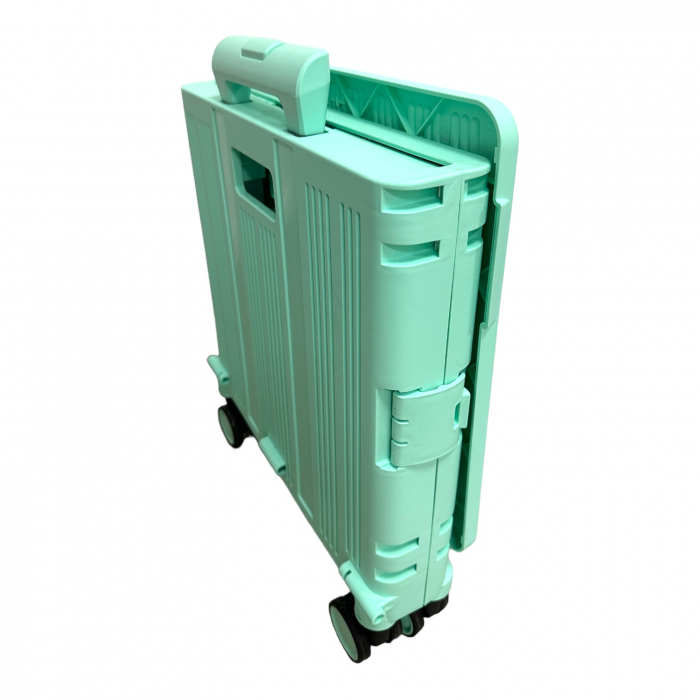 Cărucior pliabil tip troler, 4 roți, 38x35x35 cm, turcoaz, CTT04 [5]
