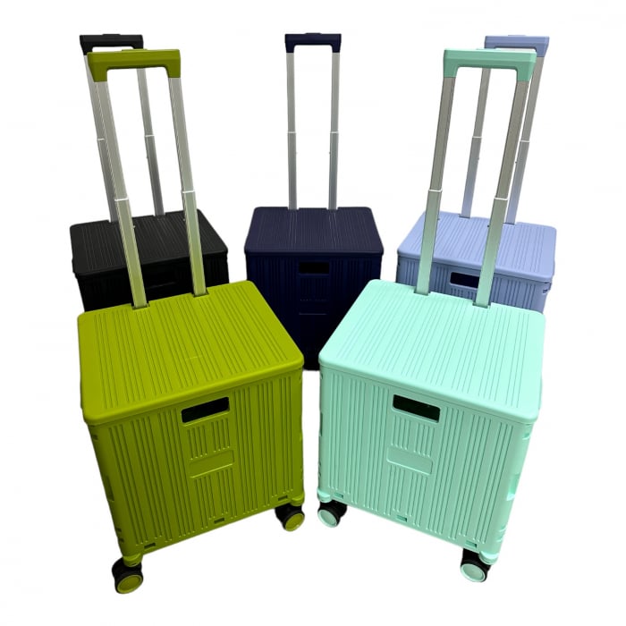 Cărucior pliabil tip troler, 4 roți, 38x35x35 cm, 5 culori, cu capac și mâner telescopic [2]