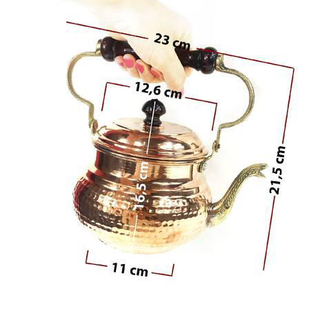 Ceainic turcesc din cupru lucrat manual 1300 ml CTR07 [3]
