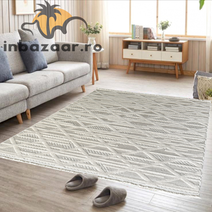 Covor 3D în relief zigzag 036B diverse mărimi Crem [3]