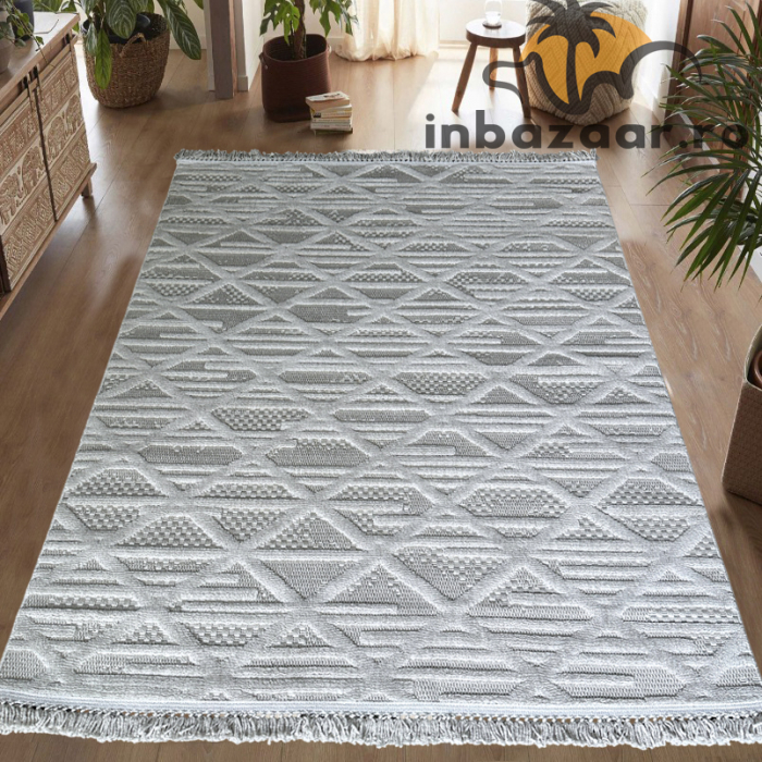 Covor 3D în relief zigzag 036G diverse mărimi Gri [2]