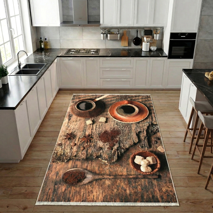 Covor bucătărie antiderapant, Coffee Time Rustic, mai multe dimensiuni [2]