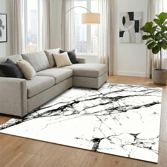 Covor cameră antiderapant, model marmură, mai multe dimensiuni [2]