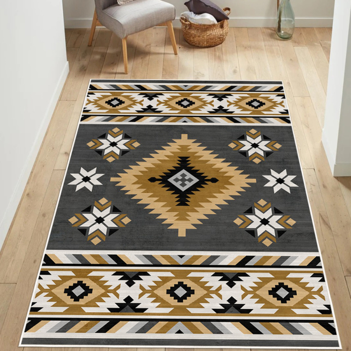 Covor cameră antiderapant, Stil Boho-Chic, mai multe dimensiuni [2]