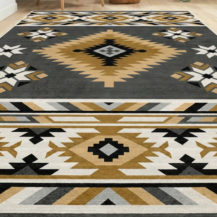 Covor cameră antiderapant, Stil Boho-Chic, mai multe dimensiuni [3]