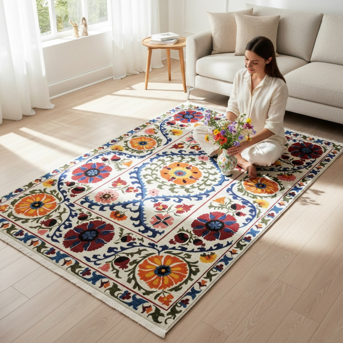 Covor cameră antiderapant, Tradițional Floral Multicolor, mai multe dimensiuni [2]