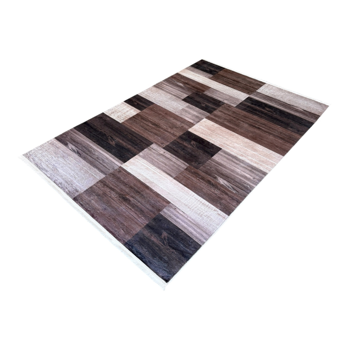 Covor cameră antiderapant, Modern Geometric Maro bej, mai multe dimensiuni [4]