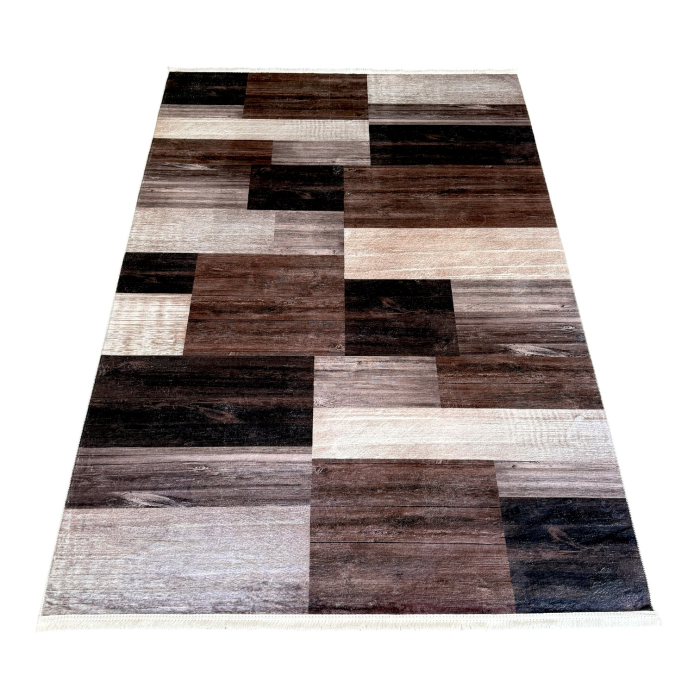 Covor cameră antiderapant, Modern Geometric Maro bej, mai multe dimensiuni [3]
