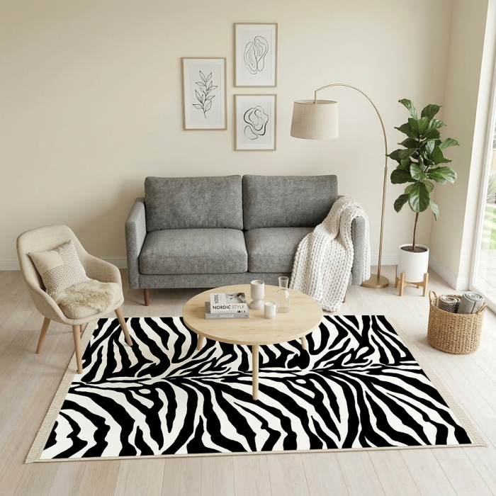 Covor cameră antiderapant, Model Animal Print Zebra, mai multe dimensiuni [2]