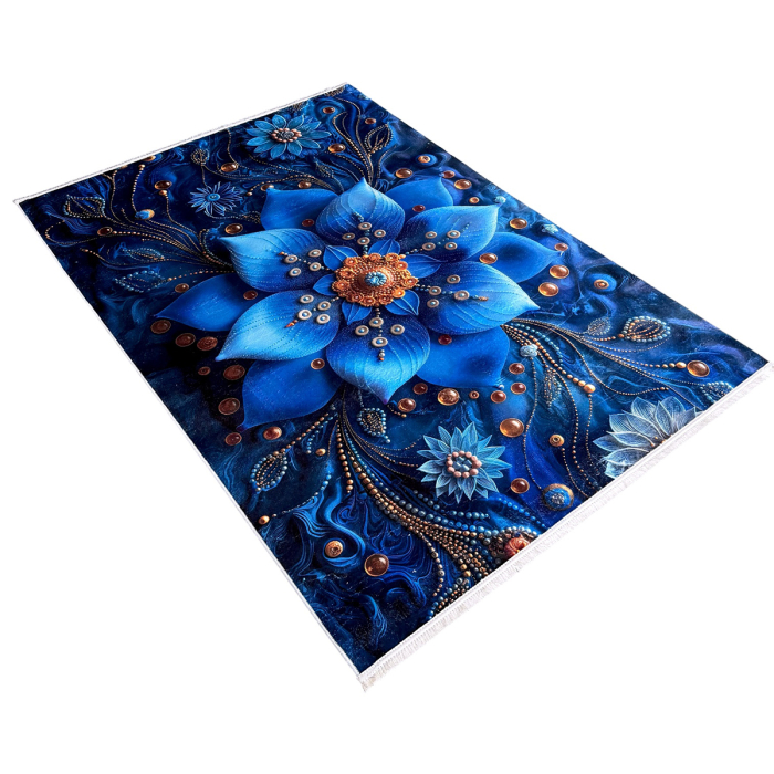 Covor cameră antiderapant, Model Floral Royal, mai multe dimensiuni [8]