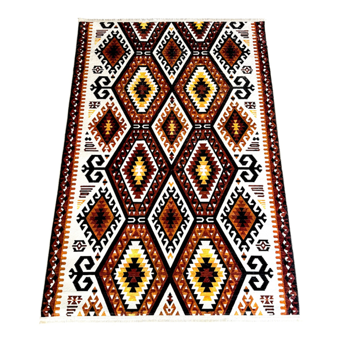 Covor cameră antiderapant, Model Etnic, Crem-Maro, 120x180 cm, CCA230 [9]