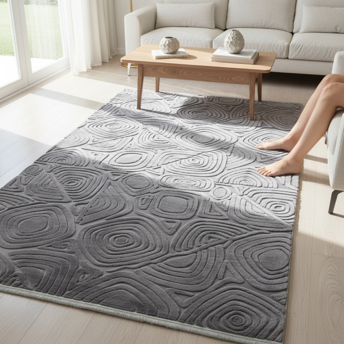 Covor cameră antiderapant, Welsoft, triunghi gri, mai multe dimensiuni [3]