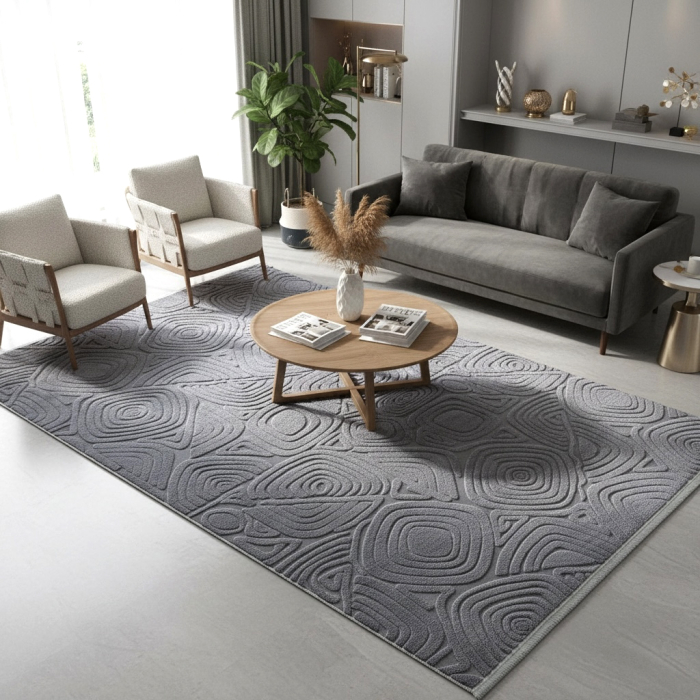 Covor cameră antiderapant, Welsoft, triunghi gri, mai multe dimensiuni [4]