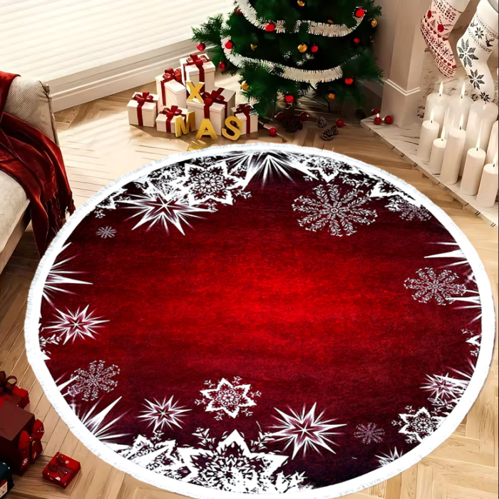 Covor decorativ Crăciun, rotund, antiderapant, diametru 100 cm, CCR102 [2]