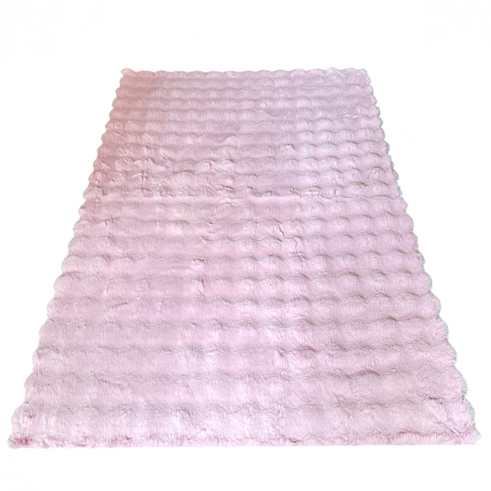 Covor pufos imitație blană de iepure 3D roz CFF131 [7]