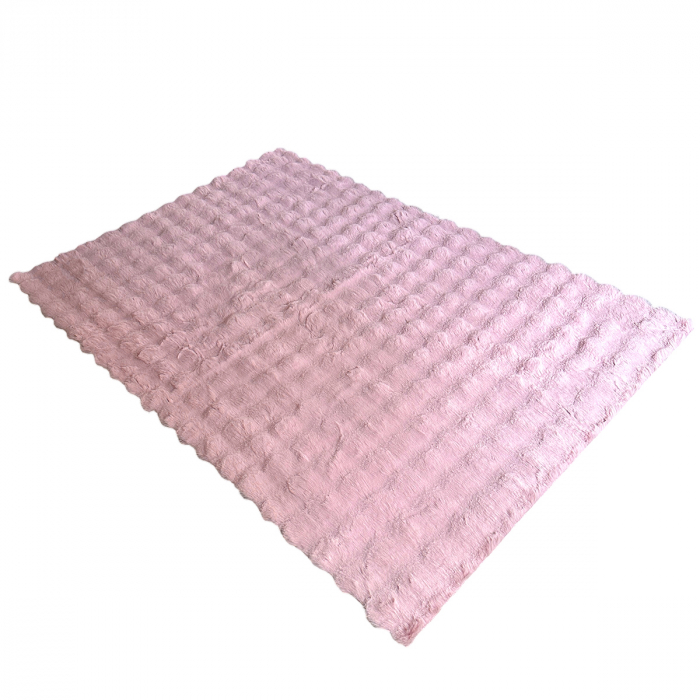 Covor pufos imitație blană de iepure 3D roz CFF131 [8]