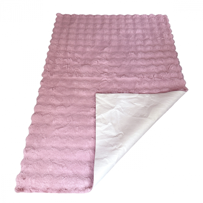 Covor pufos imitație blană de iepure 3D roz CFF131 [6]