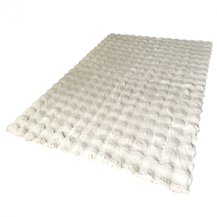 Covor pufos imitație blană de iepure 3D crem CFF121 [8]