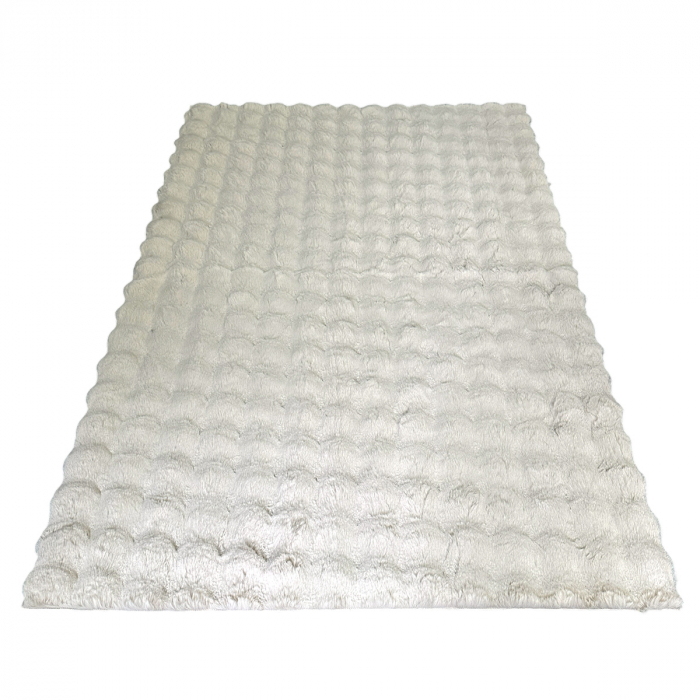 Covor pufos imitație blană de iepure 3D crem CFF121 [7]