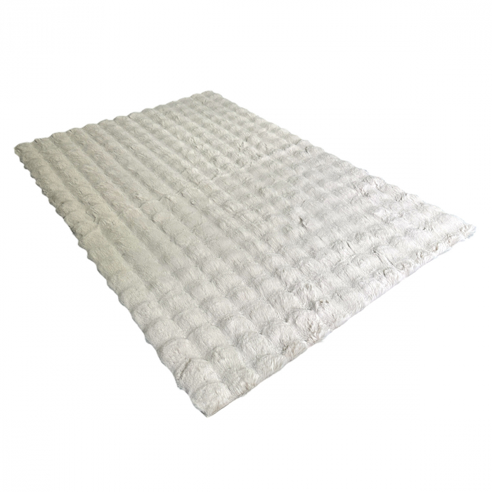 Covor pufos imitație blană de iepure 3D crem CFF121 [9]