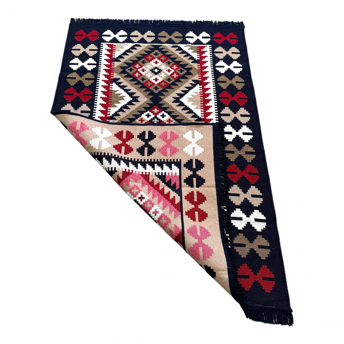 Covor rustic tradițional, 2 fețe, diverse mărimi, Bleumarin [6]