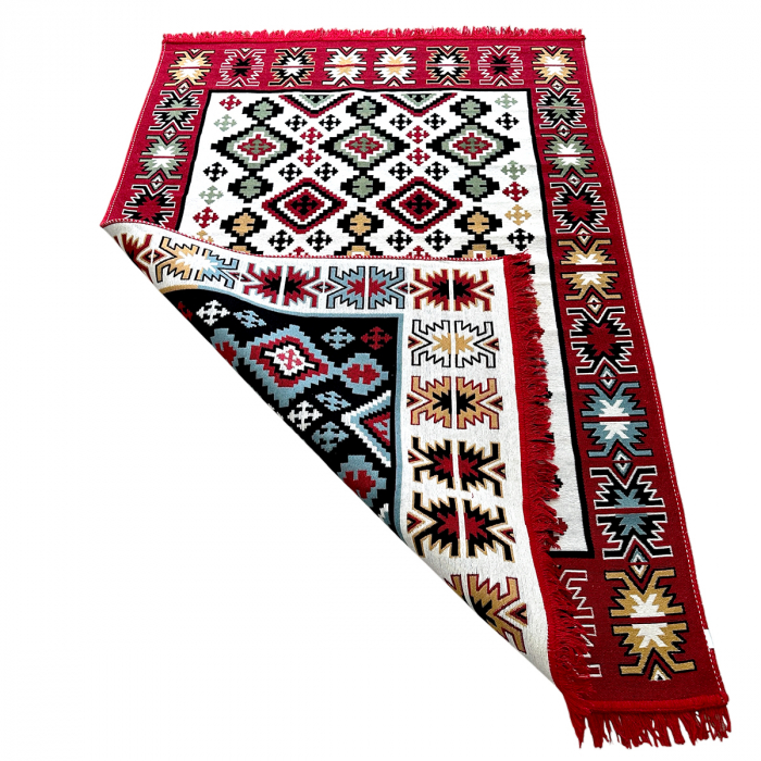 Covor rustic tradițional, 2 fețe, diverse mărimi, Roșu [6]