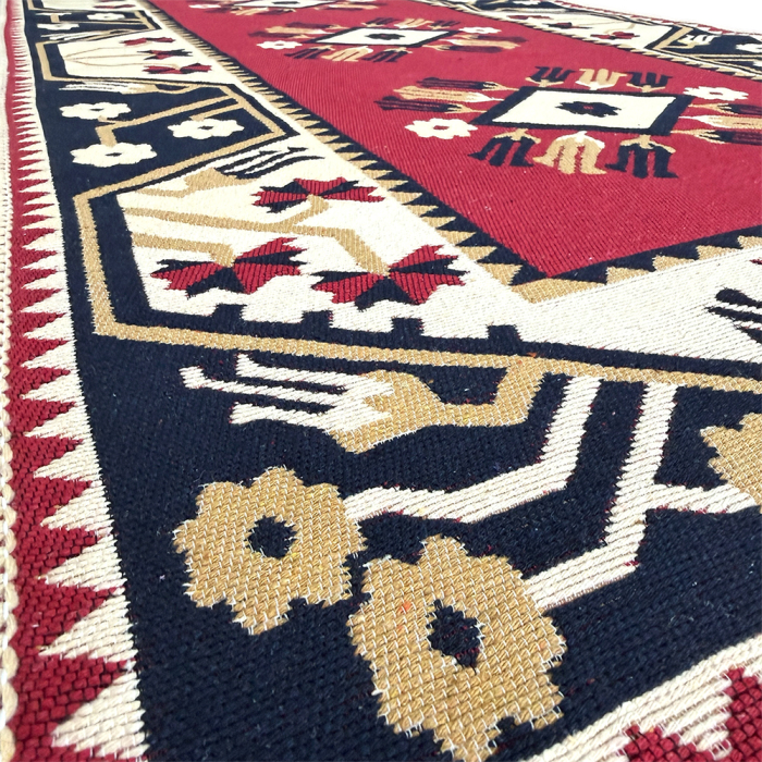 Traversă hol țesută tradițional, 80x300 cm, 2 fețe, model etnic, roșu [6]