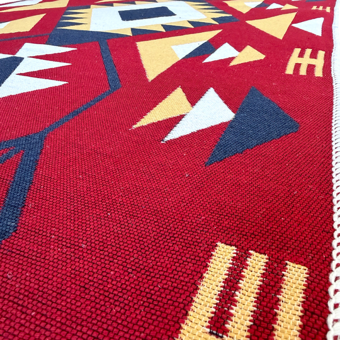 Covor Țesut Tradițional, 2 fețe, Model Etnic Tribal Roșu, diverse dimensiuni [10]