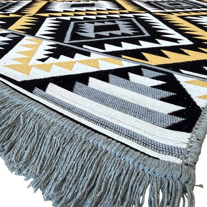 Covor Țesut Tradițional, 2 fețe, Model Boho Etnic Ocru, diverse dimensiuni [8]