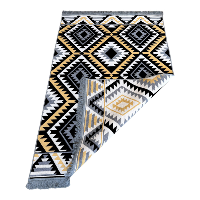 Covor Țesut Tradițional, 2 fețe, Model Boho Etnic Ocru, diverse dimensiuni [11]