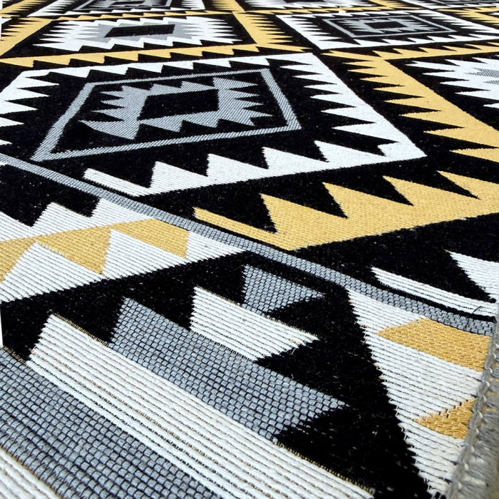 Covor Țesut Tradițional, 2 fețe, Model Boho Etnic Ocru, diverse dimensiuni [9]