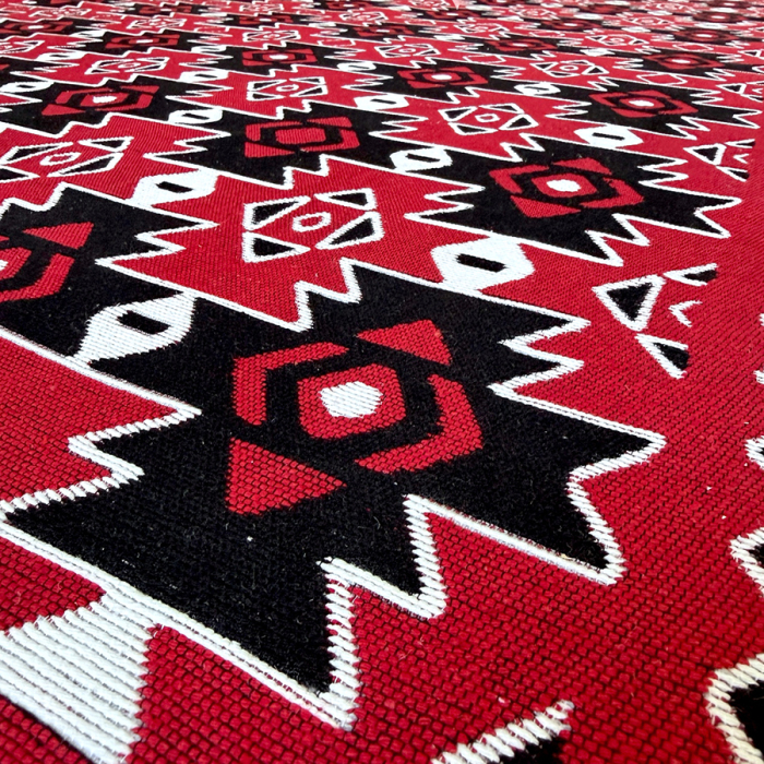 Covor Țesut Tradițional, 2 fețe, Model Kilim Grena Negru, diverse dimensiuni [9]