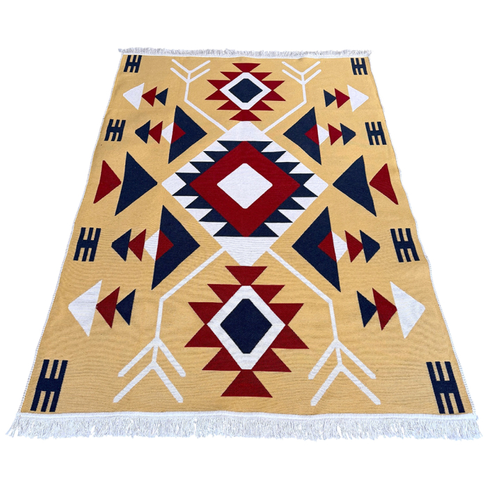 Covor Țesut Tradițional, 2 fețe, Model Etnic Tribal Roșu, diverse dimensiuni [7]