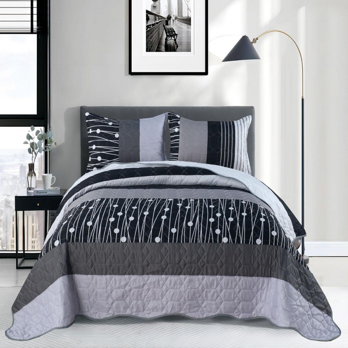 Cuvertură poliester cu model, 3 piese, 220x240 cm, CS03 [1]