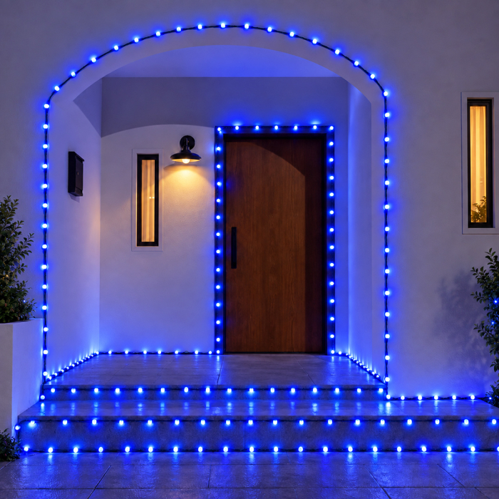 Instalație de Crăciun, bandă cu led turnat, exterior, albastru, 30 metri [5]