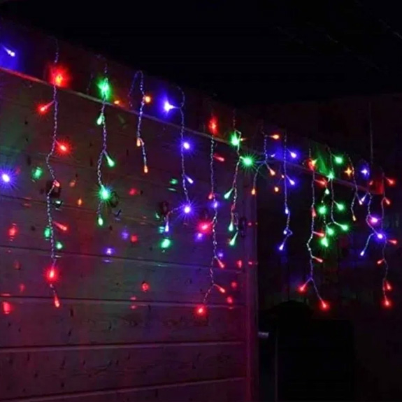 Instalație de Crăciun, franjuri cu led tip țurțuri, exterior, multicolor, 4 metri [2]