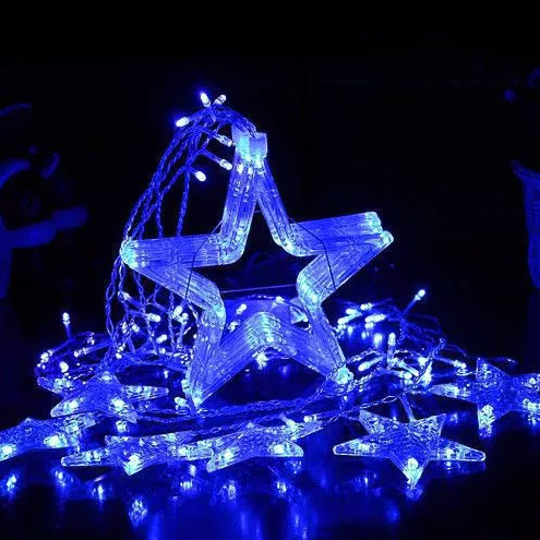 Instalație de Crăciun, perdea 12 stele, 3 metri, albastru [2]