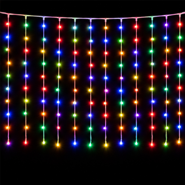 Instalație de Crăciun, perdea efect ploaie, multicolor, 3x1 metri [3]
