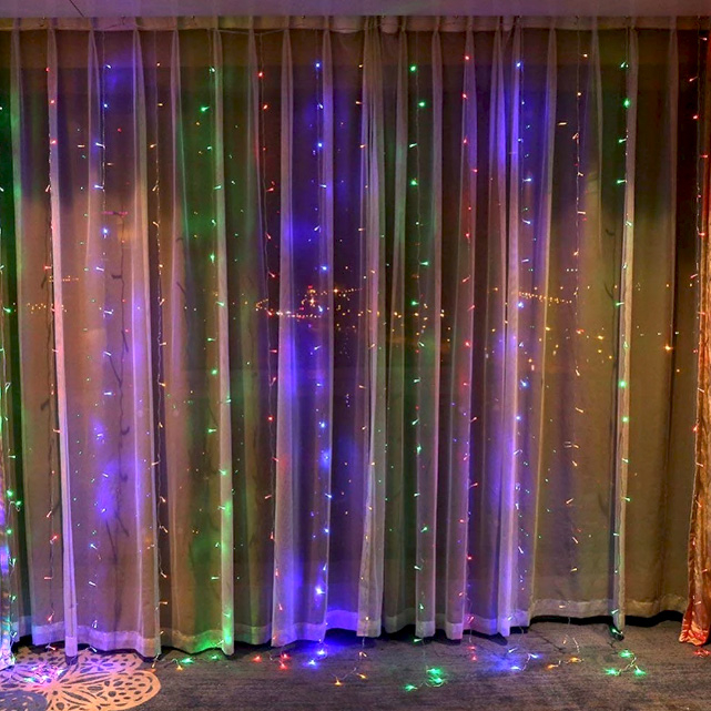 Instalație de Crăciun, perdea luminoasă 3 x 3 metri, multicolor [2]