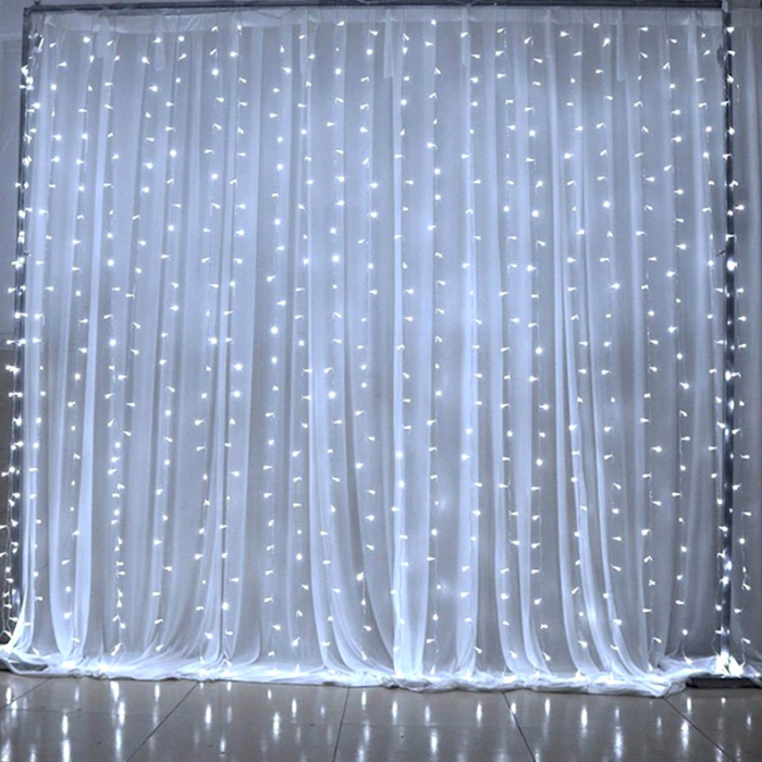 Instalație de Crăciun, perdea luminoasă 3 x 6 metri, fir gros, pentru fațade, diverse culori [2]